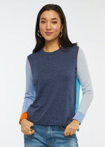W's Colour Block Sweater - Denim