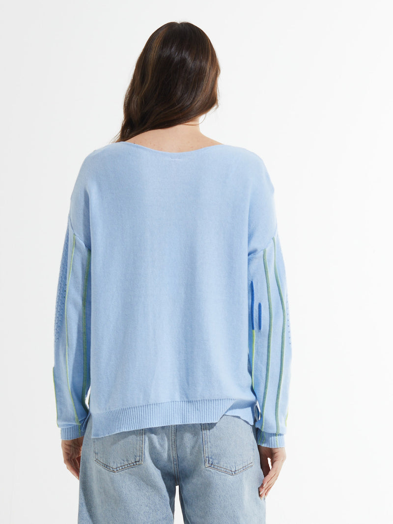 Zaket & Plover - ZP7401U - Ottoman Detail Sweater - Sky