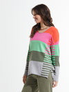 Zaket & Plover -ZP7404U - Varied Stripe V Sweater - Coral