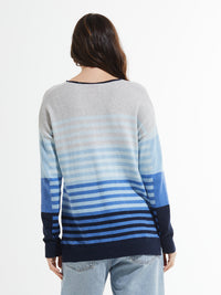 Zaket & Plover -ZP7404U - Varied Stripe V Sweater - Marl