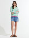 Zaket & Plover -ZP7408U- Stripe V sweater - Menthol