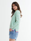 Zaket & Plover -ZP7408U- Stripe V sweater - Menthol