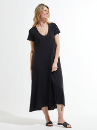 Zaket & Plover - ZP7474U- Maxi V Dress - Black