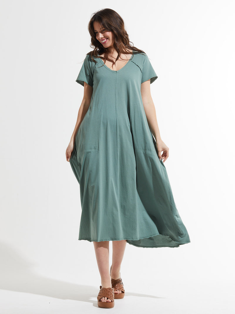 Zaket & Plover - ZP7474U- Maxi V Dress - Sage