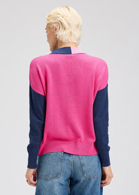 Zaket & Plover ZP7512U Color Block Trim Sweater - Dark Denim