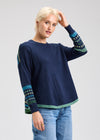 Zaket & Plover ZP7532U Patterned Back Sweater - Dark Denim