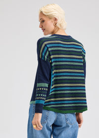 Zaket & Plover ZP7532U Patterned Back Sweater - Dark Denim