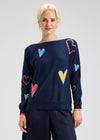 Zaket & Plover ZP7540U Intarsia Hearts Sweater - Dark Denim