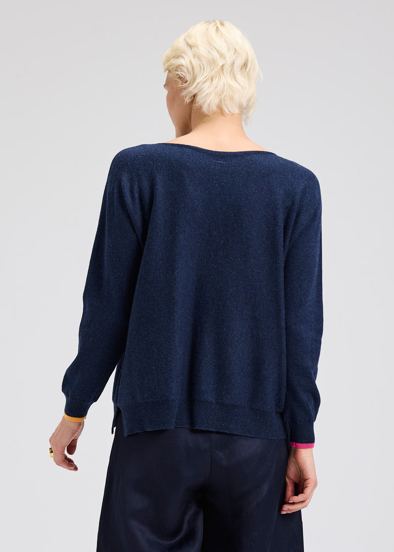 Zaket & Plover ZP7540U Intarsia Hearts Sweater - Dark Denim