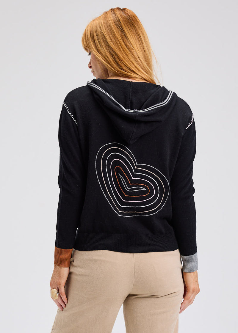 Zaket & Plover ZP7544U Heart-Embroidery Hoodie - Black