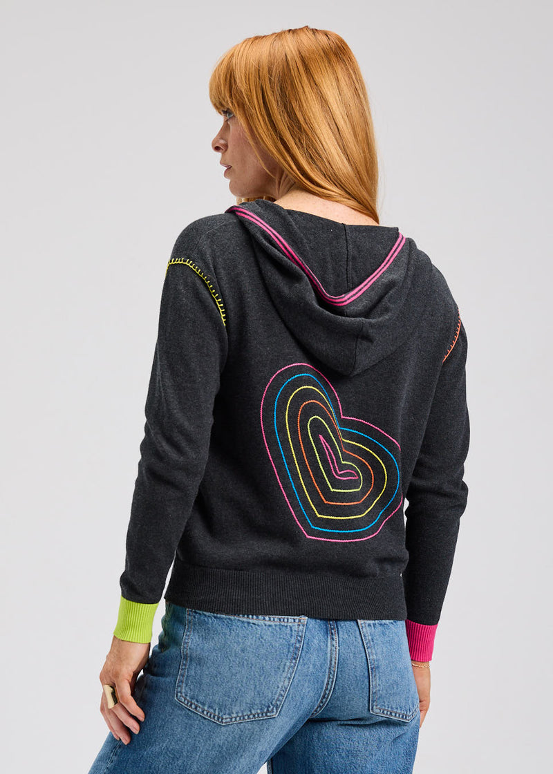 Zaket & Plover ZP7544U Heart-Embroidery Hoodie - Charcoal