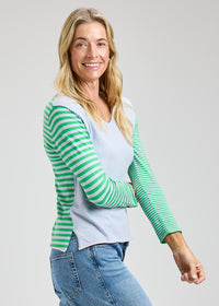 ZAKET & PLOVER ZP8401U  Varied Striped Vee Neck Sweater - Sky