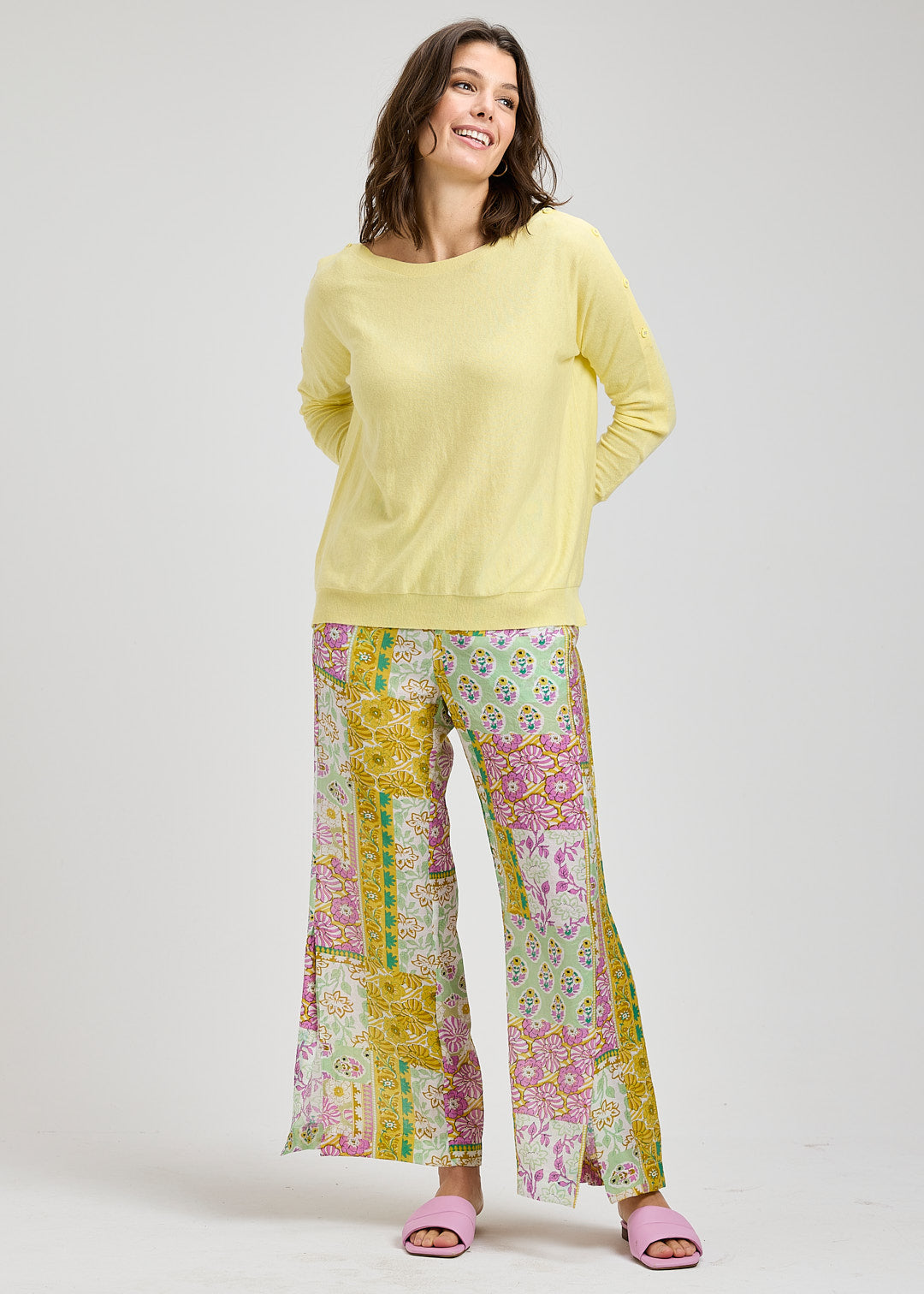 ZAKET & PLOVER ZP8404U Button Boat Neck Sweater - Butter