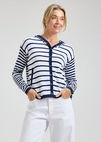 ZAKET & PLOVER ZP8409U Multi Stripe Hoodie - Marine