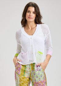 ZAKET & PLOVER ZP8415U Holey Pocket Cardi - White