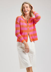 ZAKET & PLOVER ZP8418U Pointelle Zip Cardi - Sunset