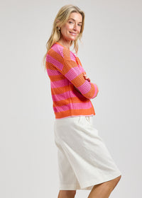 ZAKET & PLOVER ZP8418U Pointelle Zip Cardi - Sunset