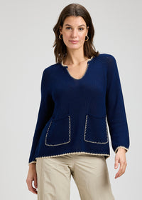ZAKET & PLOVER ZP8419U Pocket Aline Sweater - Navy