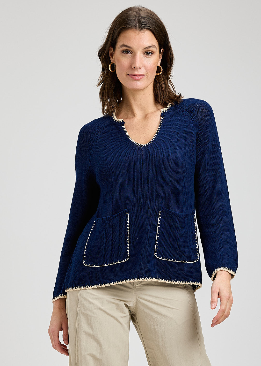 ZAKET & PLOVER ZP8419U Pocket Aline Sweater - Navy