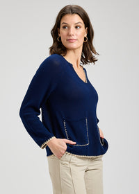 ZAKET & PLOVER ZP8419U Pocket Aline Sweater - Navy