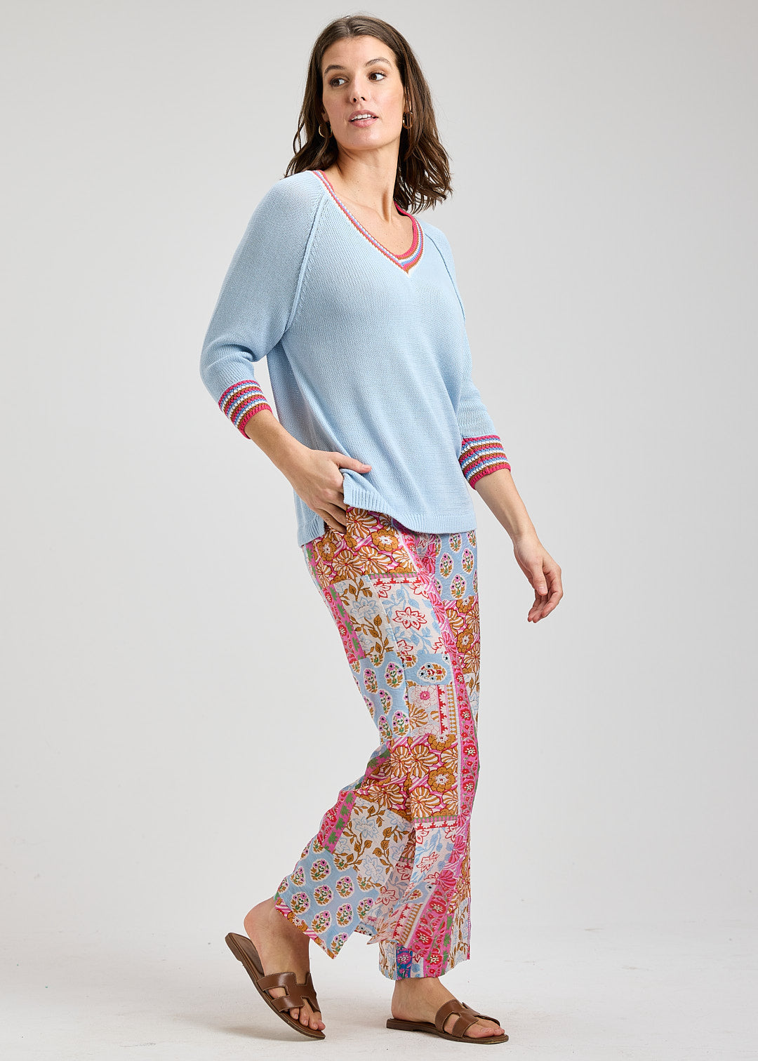 ZAKET & PLOVER ZP8420U Crochet Trim Top - Powder