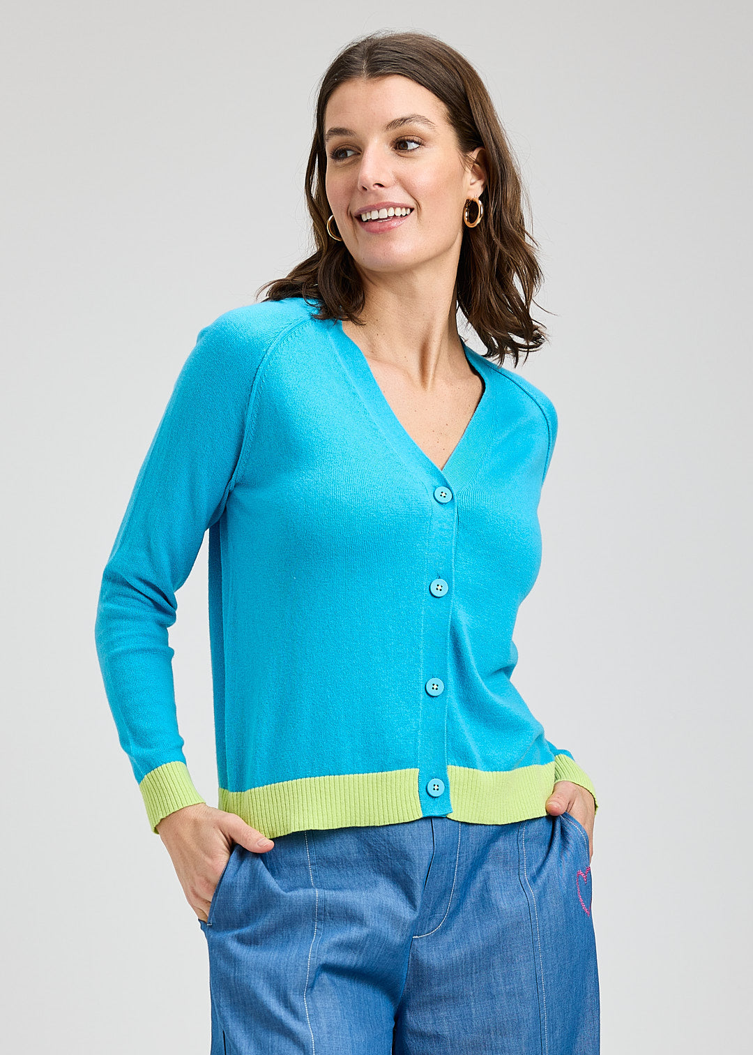 ZAKET & PLOVER ZP8428U Essential Vee Cardi - Tidal