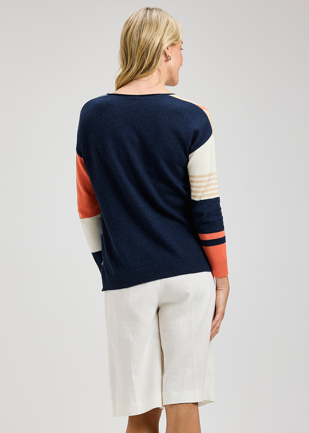 ZAKET & PLOVER ZP8431U Contrast Stripe Vee - Denim