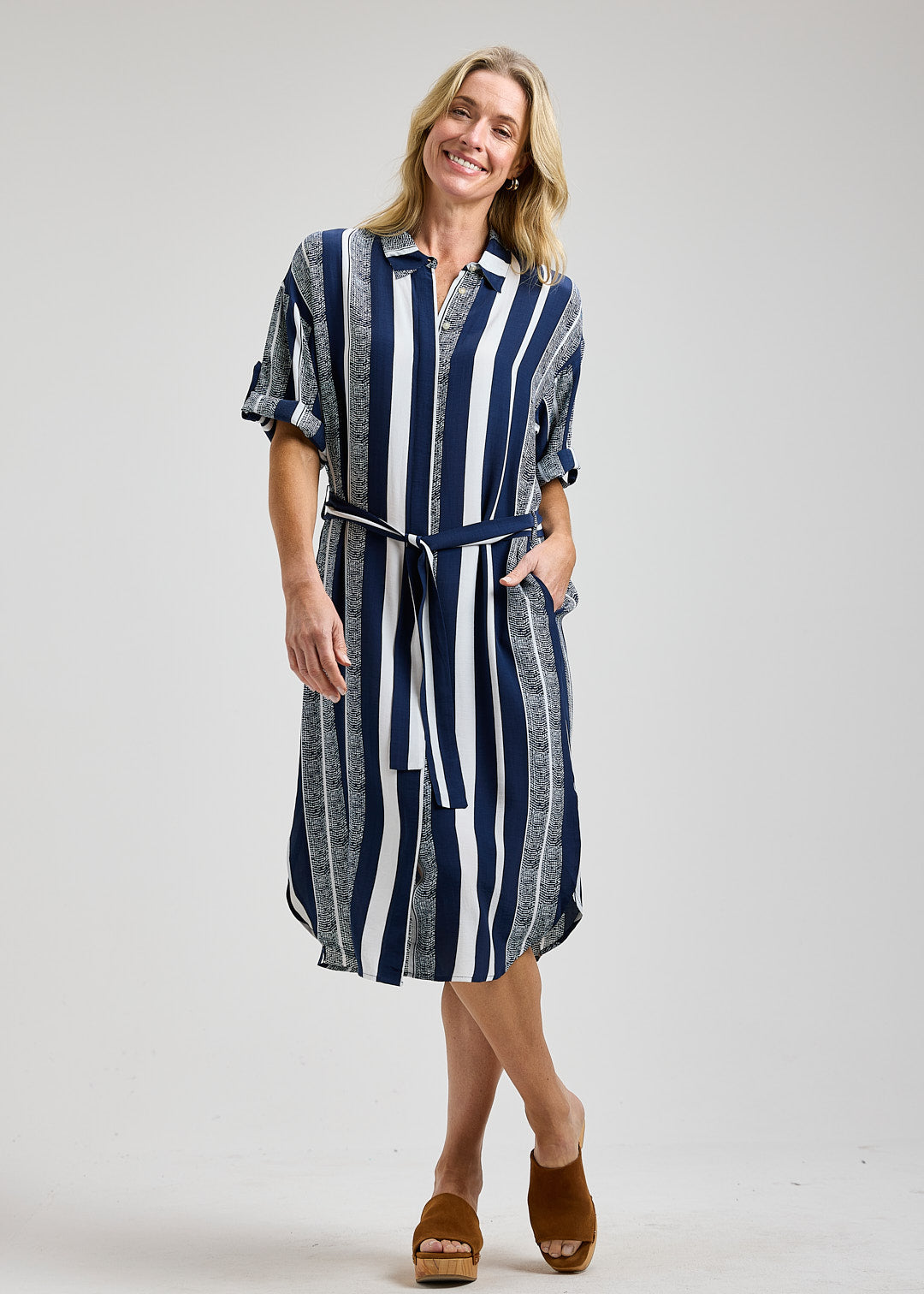 ZAKET & PLOVER ZP8461U Nautical Stripe Shirt Dress - Seaside Stripe