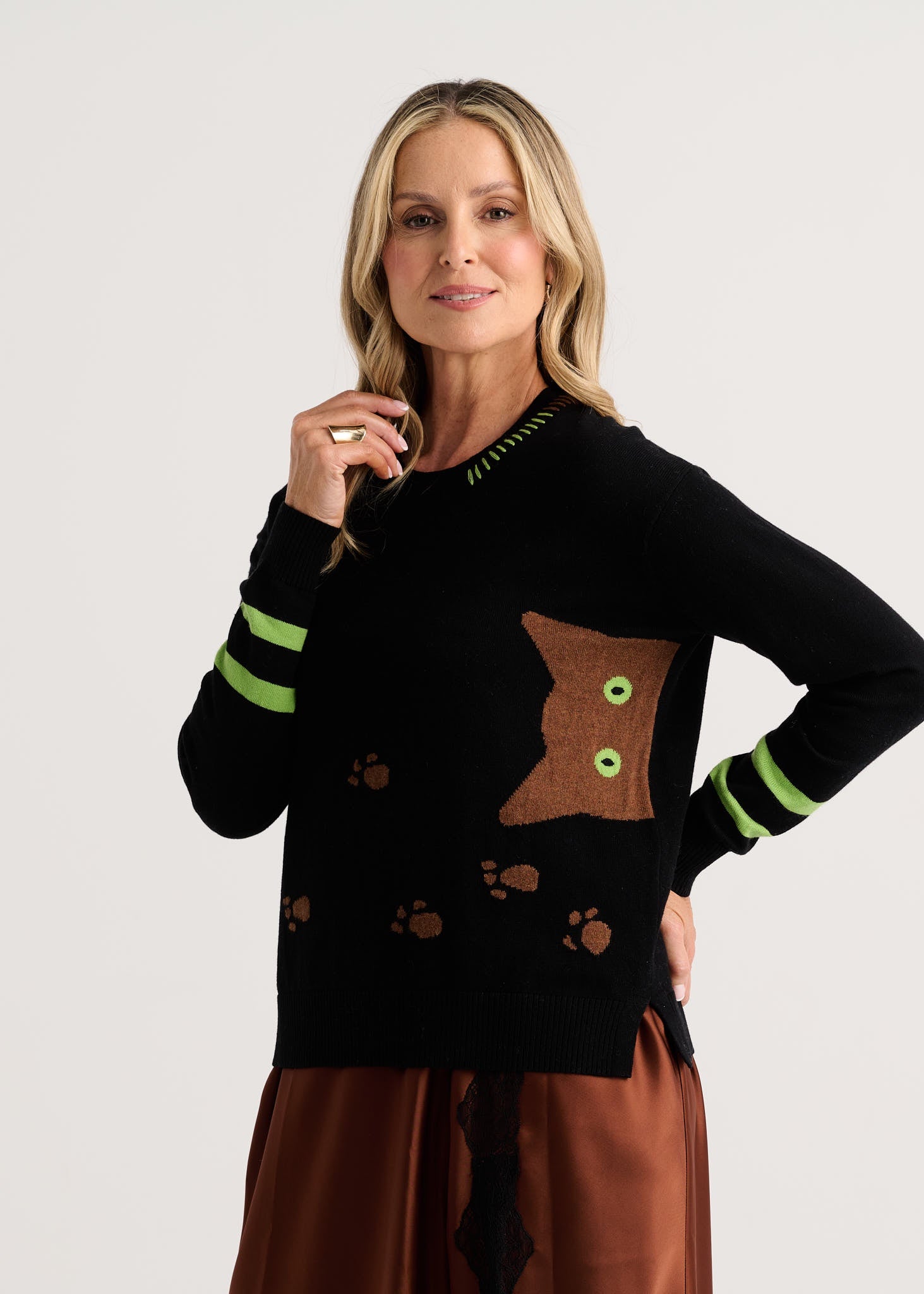 ZAKET & PLOVER ZP8508U Cheeky Cat Sweater - Black