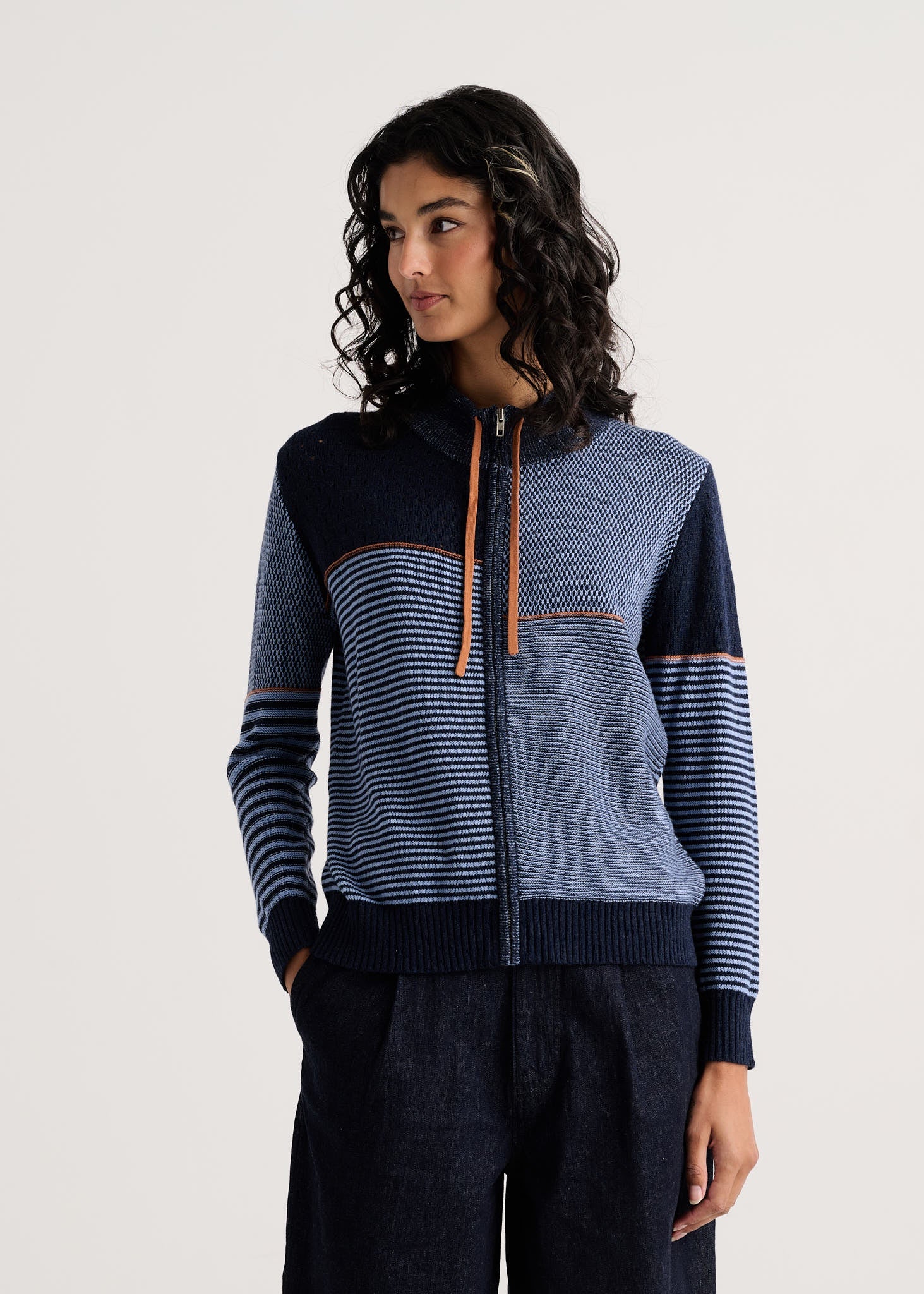 ZAKET & PLOVER ZP8524U Knit Zip Cardi - Dark Denim