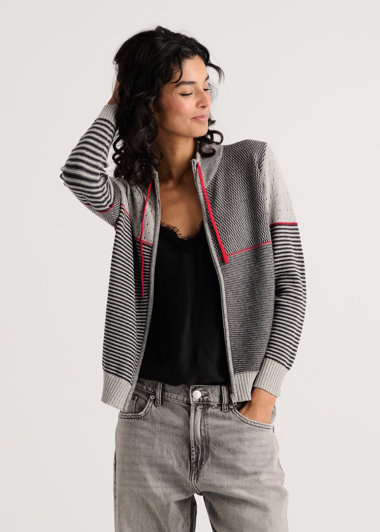 ZAKET & PLOVER ZP8524U Knit Zip Cardi - Marl