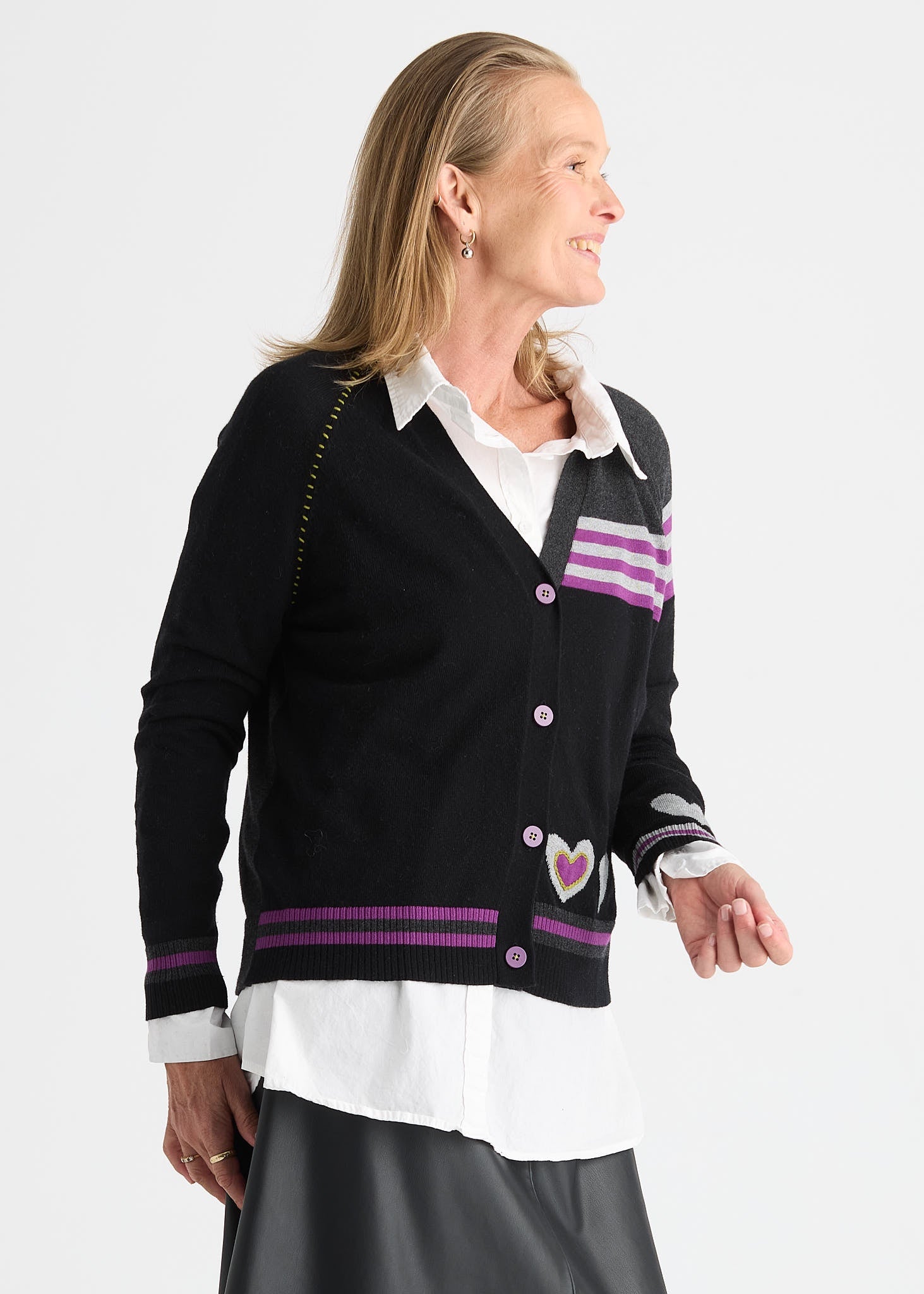 ZAKET & PLOVER ZP8526U Hearts Cardi - Black