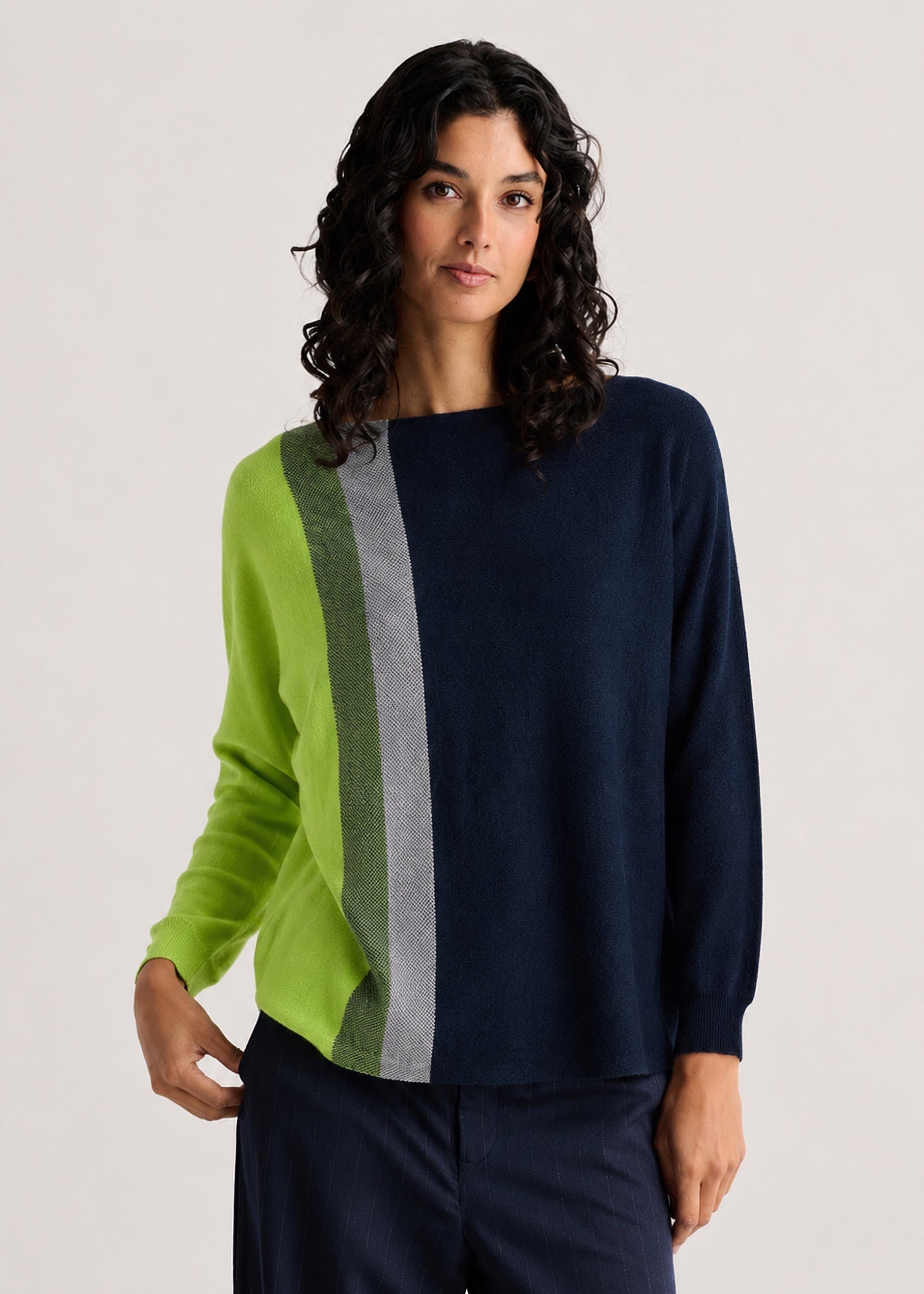 ZAKET & PLOVER ZP8537U Vertical Line Sweater - Dark Denim