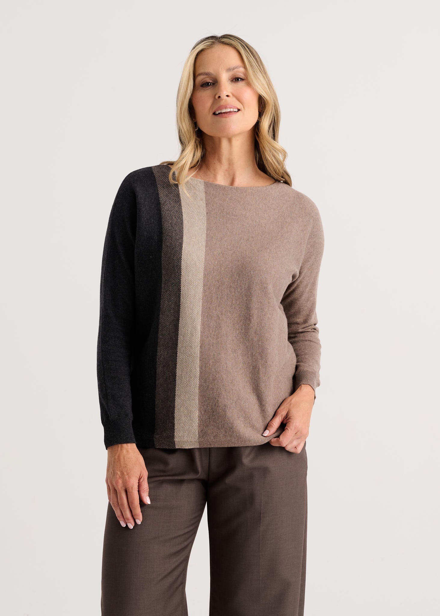 ZAKET & PLOVER ZP8537U Vertical Line Sweater - Walnut