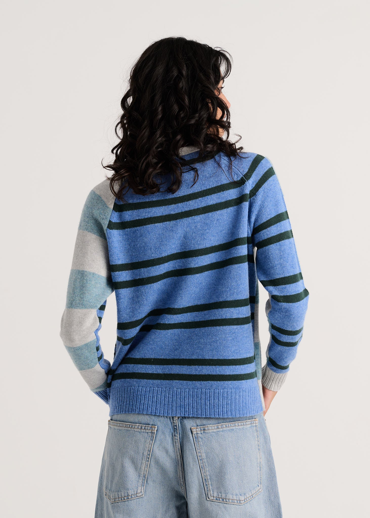 ZAKET & PLOVER ZP8540U Stripe Meets Check Cardi - Marl