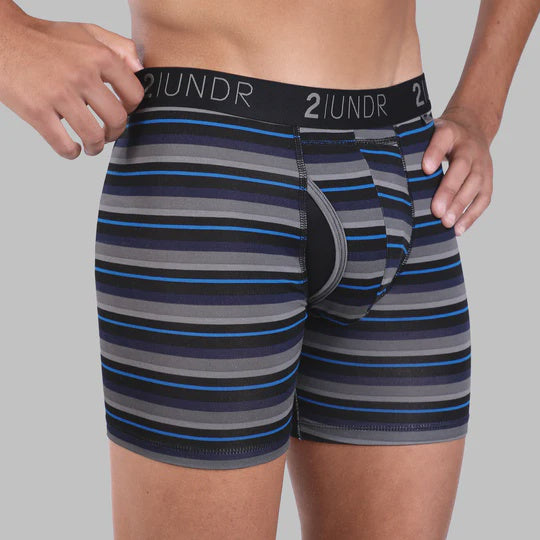 2UNDR Swing Shift 6" Boxer Brief - Blue Stripe