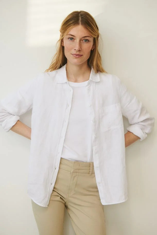 W's Kiva Linen Button Down Shirt - Bright White