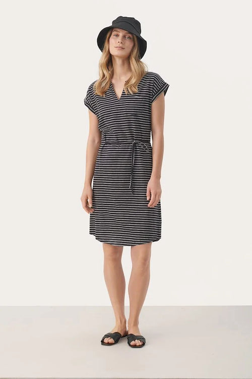 W's Mabels Dress - Dark Navy Stripe