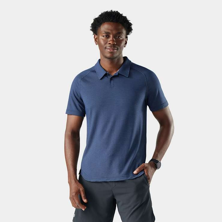 SMARTWOOL Men's Active Mesh Polo - Nightfall Blue-Deep Navy
