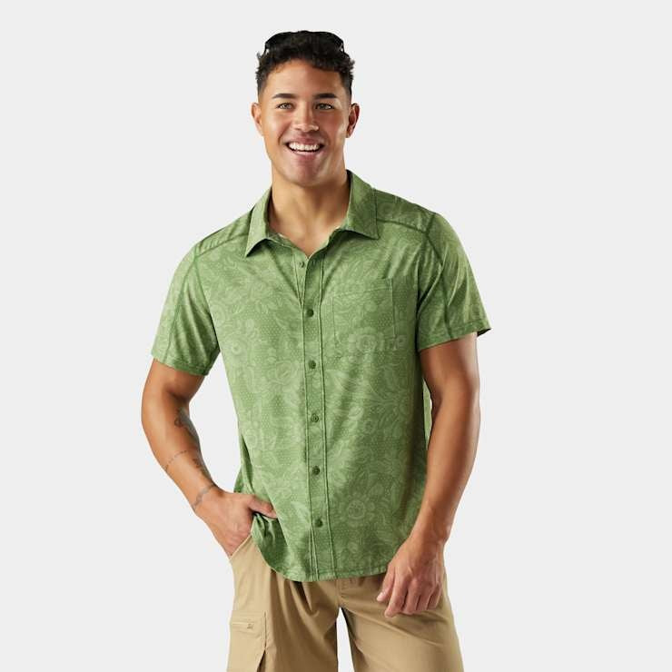 SMARTWOOL Men's Everyday Short Sleeve Button Down - Fern Rustic Floral