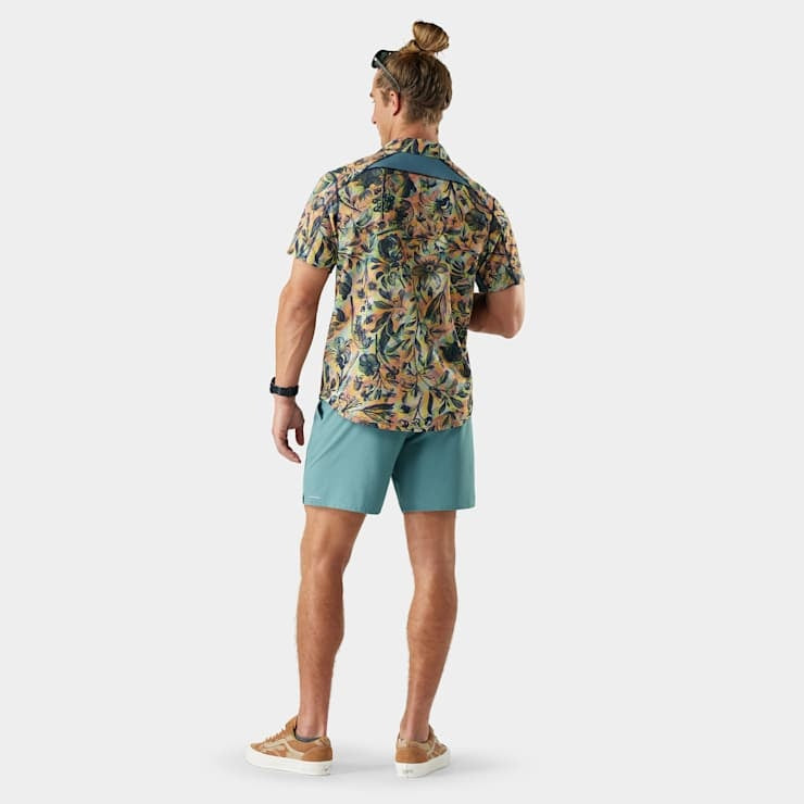 SMARTWOOL Men's Everyday Short Sleeve Button Down - Multi Floral Party