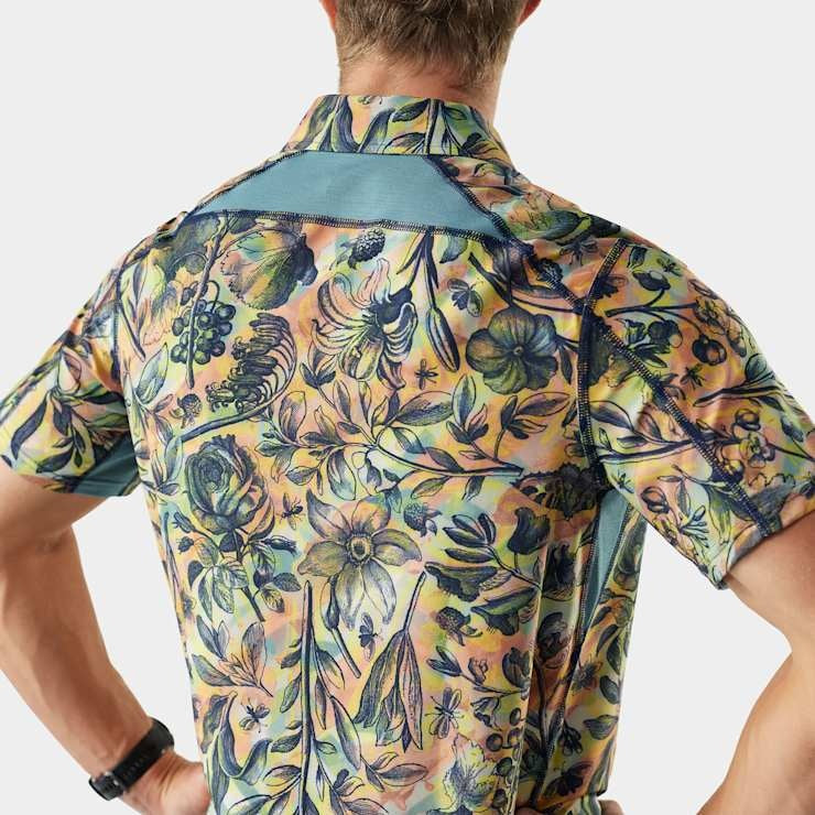 SMARTWOOL Men's Everyday Short Sleeve Button Down - Multi Floral Party