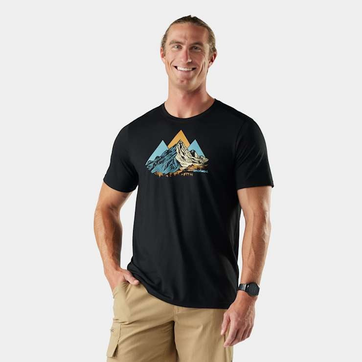 SMARTWOOL Men's Peak Bagger Active Short Sleeve Graphic Tee - Black