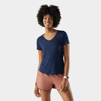 SMARTWOOL Women's Active Ultralite V-Neck Short Sleeve - Deep Navy