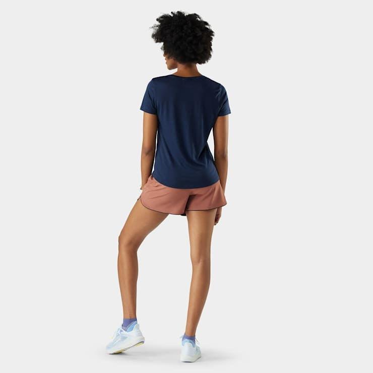 SMARTWOOL Women's Active Ultralite V-Neck Short Sleeve - Deep Navy