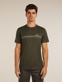 ICEBREAKER Men's Merino 150 Tech Lite Short Sleeve Tee Range Stripes - Dark Loden