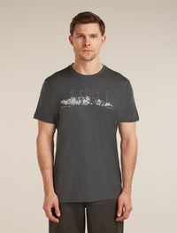 ICEBREAKER Men's Merino 150 Tech Lite Short Sleeve Tee The Peaks - Obsidian
