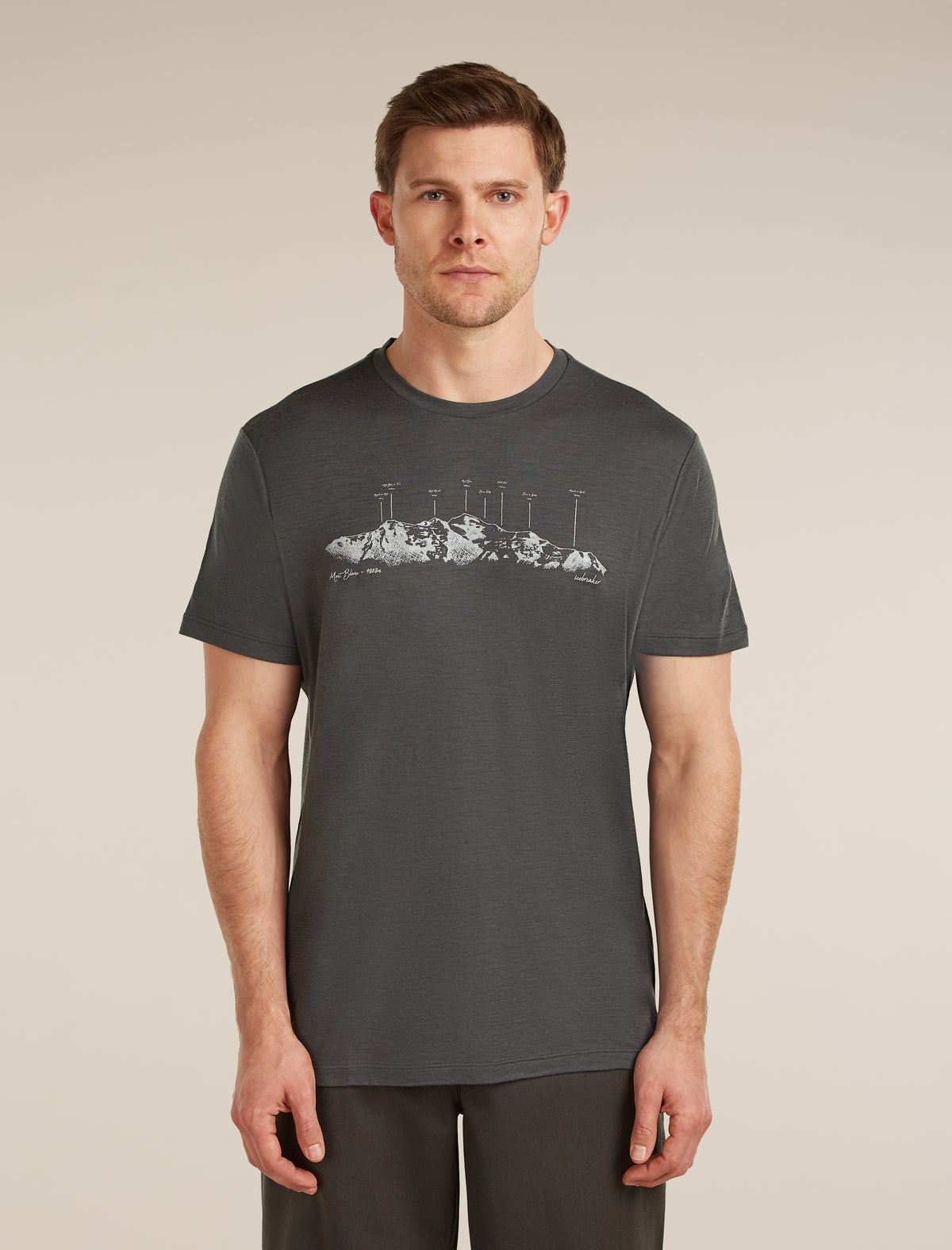 ICEBREAKER Men's Merino 150 Tech Lite Short Sleeve Tee The Peaks - Obsidian