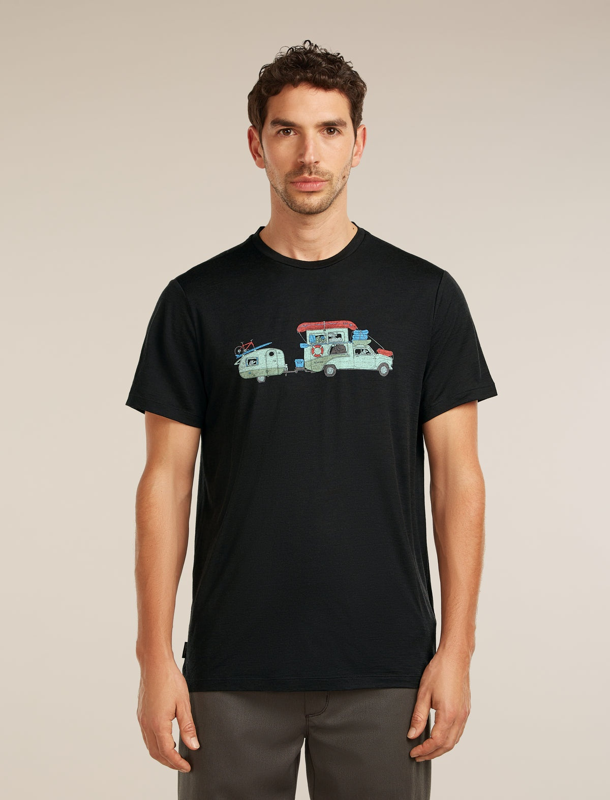 ICEBREAKER Men's Merino 150 Tech Lite Short Sleeve Tee Transportage - Black