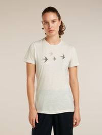 ICEBREAKER Women's Merino 150 Tech Lite Short Sleeve Tee Bird Transit - Ecru Heather